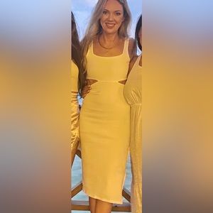 WHITE | Vici Collection | Ribbed Cut Out Midi Dress